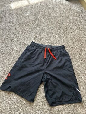 Nike Black Athletic Shorts with Red Drawstring